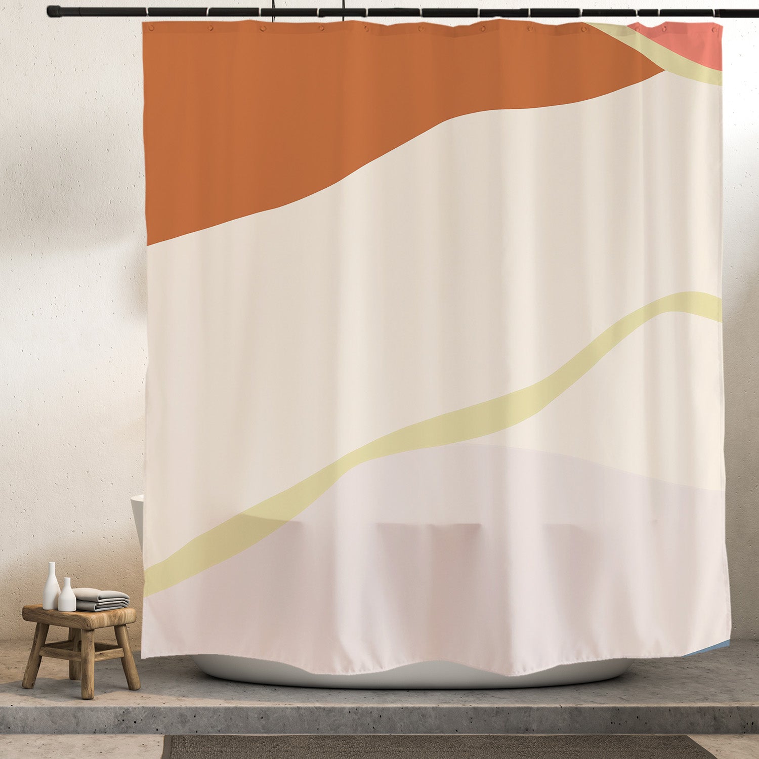 Red Purple Mountain Clouds Shower Curtain with Hooks
