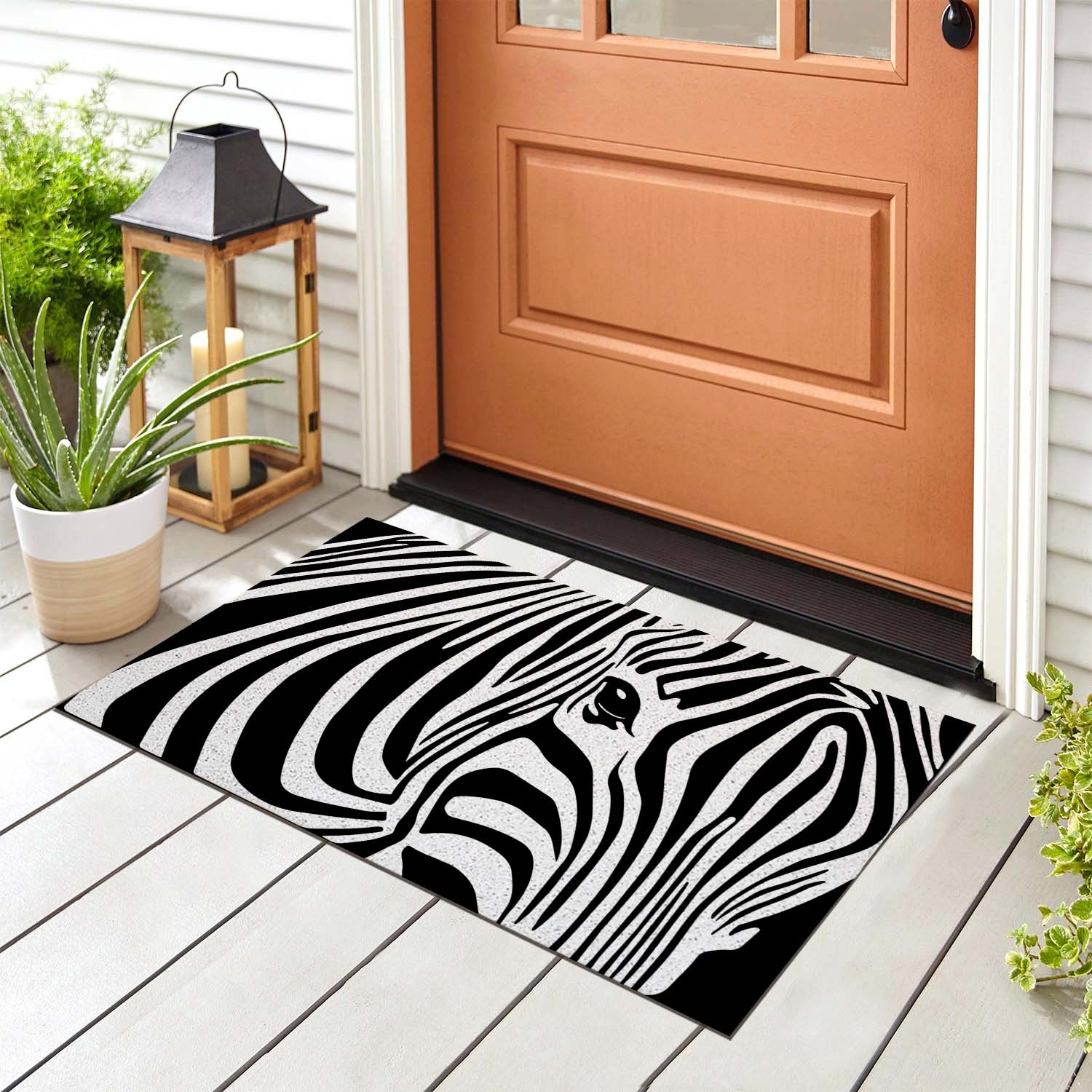  Zebra Black And White PVC Coil Door Mat